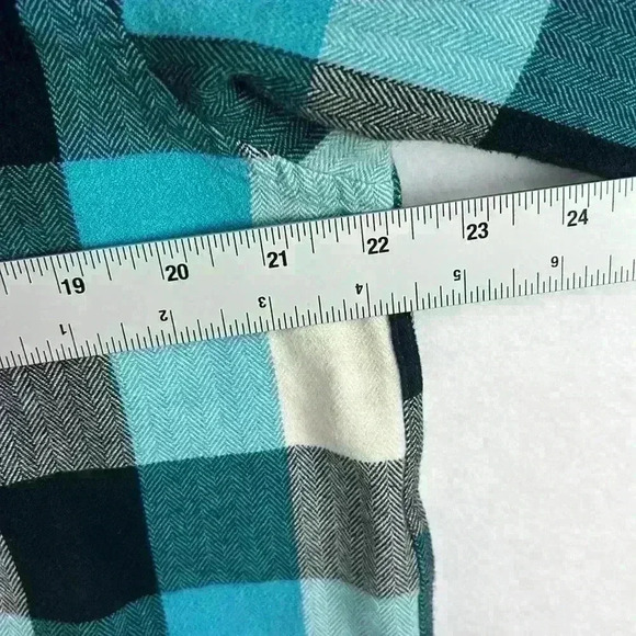 Ocean Current Shirt Black/White/Aqua Young Men’s Large Soft Plaid Flannel Casual - Picture 5 of 8